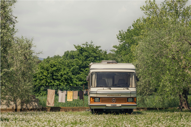 How is an RV used to explore national parks and remote outdoor locations?